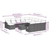  12-dijelni set vrtnih sofa od poliratana s jastucima sivi | shoptok.hr