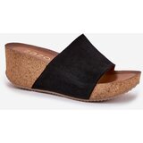 Zazoo Women Suede Sandals On Cork Wedge Black 40311 | Shoptok.si