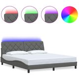 Maison Chic Posteljni okvir - Dvoposteljna postelja - Zakonska postelja z LED brez vzmetnice temno siv 180x200 cm, (21696427) Cene