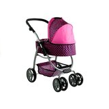 Kolica za lutku Alice 2u1 - roza s crnim točkicama | shoptok.hr