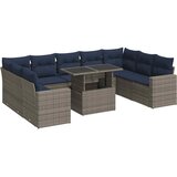  10-dijelni set vrtnih sofa poliratan i bagrem s jastucima sivi | shoptok.hr