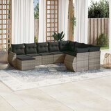  10-dijelni set vrtnih sofa od poliratana s jastucima sivi | shoptok.hr