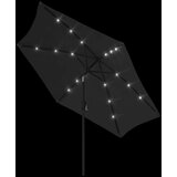  Zunanji senčnik z LED lučkami in jeklenim drogom 300 cm črn, (20692858) | Shoptok.si