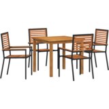 vidaXL 5-dijelni set za blagovanje u vrtu crna poli rattan akacija, složive stolice za vrt s jastučićima 2 kom crna poli rattan | shoptok.hr