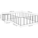 vidaXL pasji boks črn 15,73 m² jeklo | Shoptok.si