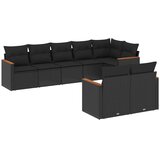  8-dijelni set vrtnih sofa od poliratana s jastucima crni | shoptok.hr
