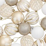  Set božićnih kuglica 30 kom. Zlatna i bijela Ø 6 cm Plastika | shoptok.hr