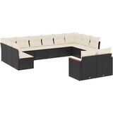  12-dijelni set vrtnih sofa od poliratana s jastucima crni | shoptok.hr