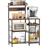 HOMCOM Kuhinjska polica, iverka in jeklo – 90D x 42Š x 130V cm – Rustikalno rjava, (5000242481) | Shoptok.si
