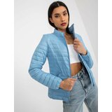 Fashion Hunters Light blue intermediate quilted jacket with pockets Cene