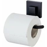 Wenko Črno držalo za toaletni papir iz nerjavečega jekla z namestitvijo brez vrtanja Quadro –