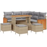 vidaXL 9-dijelni set vrtnih sofa s jastučićima bež poli ratan akacija, 4-dijelni set vrtne trpeze s jastučićima bež poli ratan akacija Cijene