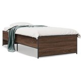 vidaXL Posteljni okvir rjav hrast 90x200 cm inženirski les in kovina | Shoptok.si