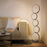 Nettlife Moderna LED talna svetilka, zatemnljiva, 32W, talna svetilka na dotik, toplo bela, 3000K, 5-plamenska obročasta, črna, (22148957) | Shoptok.si