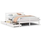 Maison Chic Posteljni Okvir - Dvoposteljna postelja brez vzmetnice bel 140x200 cm trdna borovina, (22082313) | Shoptok.si