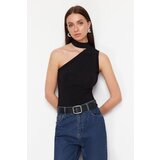 Trendyol Black Choker Neck Fitted/Slippery Knitted Blouse Cene