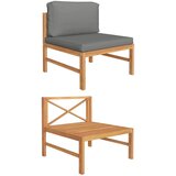The Living Store Sredinski kavč s temno sivimi blazinami trdna tikovina - Sredinski Kavč, (21494495) | Shoptok.si