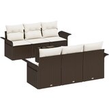  7-delni vrtnski sofa set z blazinami Rjava Poli ratan, (22092202) | Shoptok.si