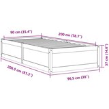 vidaXL Posteljni okvir 90x200 cm trdna borovina | Shoptok.si