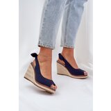 PS1 Wedge Sandals With Braiding Navy Nanalis Cijene