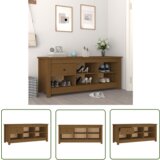 The Living Store Omarica za čevlje medeno rjava 110x38x45,5 cm trdna borovina - Omarica Za Čevlje, (21744543) Cene