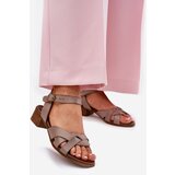 Zazoo Leather Sandals On A Delicate Heel Beige 40372 | Shoptok.si