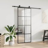  Klizna vrata s priborom crna 90 x 205 cm od ESG stakla | shoptok.hr