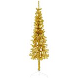  Ozka umetna polovična novoletna jelka s stojalom zlata 120 cm, (20887656) | Shoptok.si