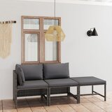 The Living Store Vrtna sedežna garnitura 3-delna z blazinami poli ratan siva - Vrtna Sedežna Garnitura, (21422918) Cene