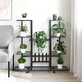  Stalak za cvijeće s kotačima 94,5x24,5x91,5 cm crni željezni | shoptok.hr