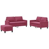  3-dijelni set sofa s jastucima crvena boja vina baršunasti | Eponuda.com