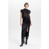 Defacto A-Line Normal Waist Slit Satin Midi Skirt Cene