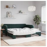 vidaXL Izvlečna dnevna postelja temno zelena 100x200 cm žame Cene