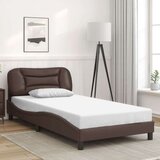  Okvir kreveta s LED svjetlima smeđi 100 x 200 cm umjetna koža | shoptok.hr