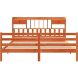 vidaXL Knjižna postelja brez vzmetnice vošč. rjava 200x200 cm borovina | Shoptok.si