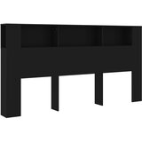 Uzglavlje s ormarićem crno 200 x 18,5 x 104,5 cm | shoptok.hr