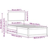  Posteljni okvir z oblazinjenim vzglavjem Temno siva 75 x 190 cm, (5000101673) | Shoptok.si