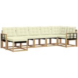  Set vanjskih sofa 7 kom. Bijela i krem Smeđa 306 x 128,5 x 73 cm | Shoptok.si