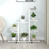 vidaXL Stalak za cvijeće s kotačima 94,5 x 25 x 92,5 cm bijeli metalni Cijene
