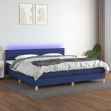  Krevet box spring s madracem LED plavi 200x200 cm od tkanine Cijene