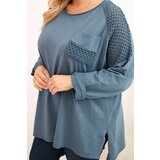 Kesi Włoski Plus Size women's cotton blouse with print denim | shoptok.hr