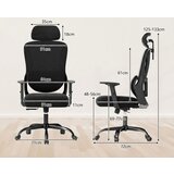  Ergonomska uredska stolica s podesivim naslonom za glavu i lumbalnom potporom, stolica za pisanje, crna | shoptok.hr