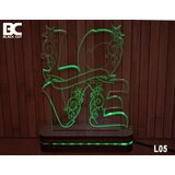 Black Cut 3D lampa jednobojna - big love ( L05 )
