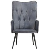 The Living Store Fotelj siv iz pravega usnja - Fotelj, (21420388) | Shoptok.si