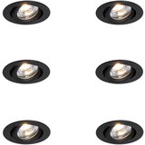 QAZQA Set van 6 inbouwspots zwart kantelbaar 8,2cm incl. LED dim to IP54 ultra slim - Pupil | Shoptok.si