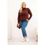 Kesi Włoski Women's Plus Size sweater made of viscose with a turtleneck brown | Shoptok.si