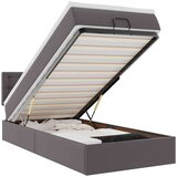 vidaXL Otomanski posteljni okvir z vzmetnico siv 90x200 cm um. usnje | Shoptok.si