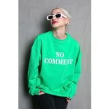 Madmext Light Green Crew Neck Printed Oversize Women's Sweatshirt Cene