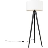 QAZQA Talna svetilka stativ črna z belim senčnikom 50 cm - Tripod Classic Cene
