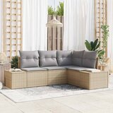  Sjedeća garnitura za vrt 4 kom. Bež poliratan 209 x 154 x 85 cm | Shoptok.si